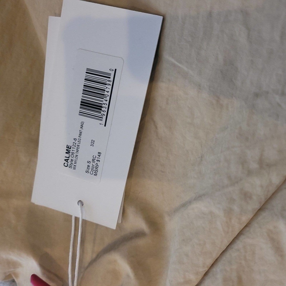NWT Calme Johnny Was S Mix‎ Nylon Taper Leg Pant Tan 100475 - Picture 4 of 8